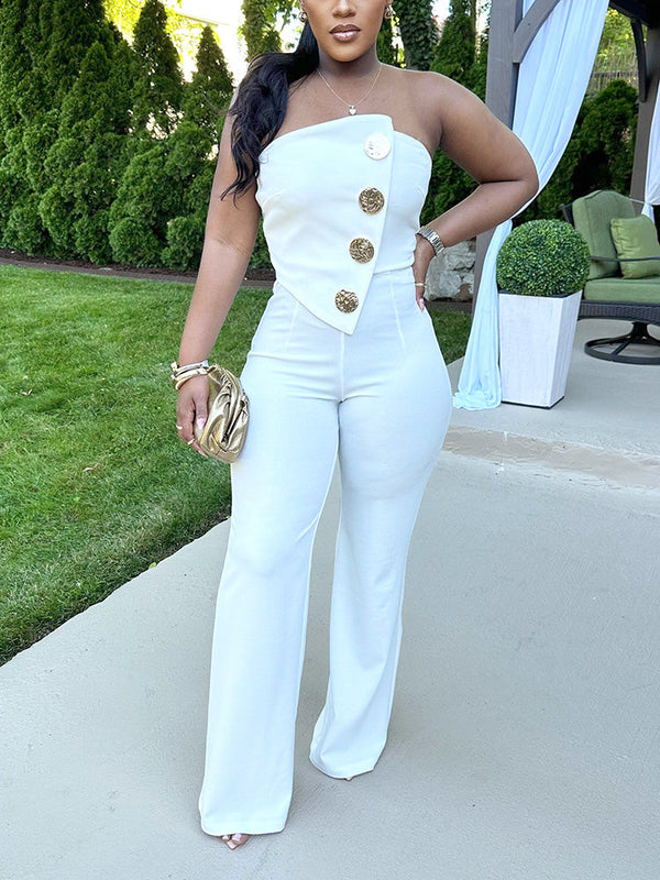 Strapless Gold Decor Jumpsuit