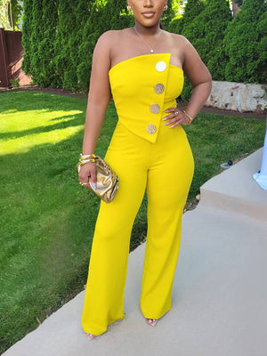 Strapless Gold Decor Jumpsuit