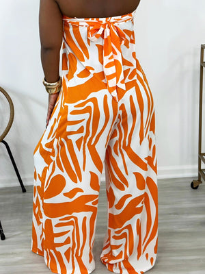 Strapless Printed Wide Jumpsuit