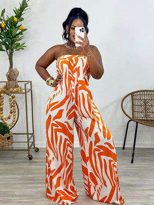 Strapless Printed Wide Jumpsuit