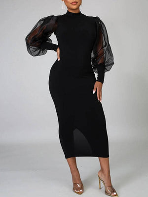 Elegant Mesh Long Sleeve Dress