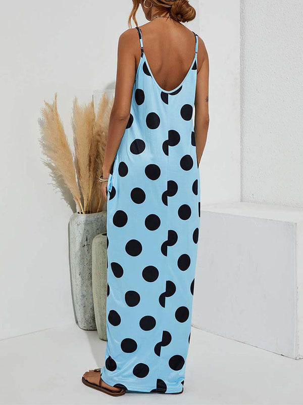 Polka Dot Print Spaghetti Strap Dress