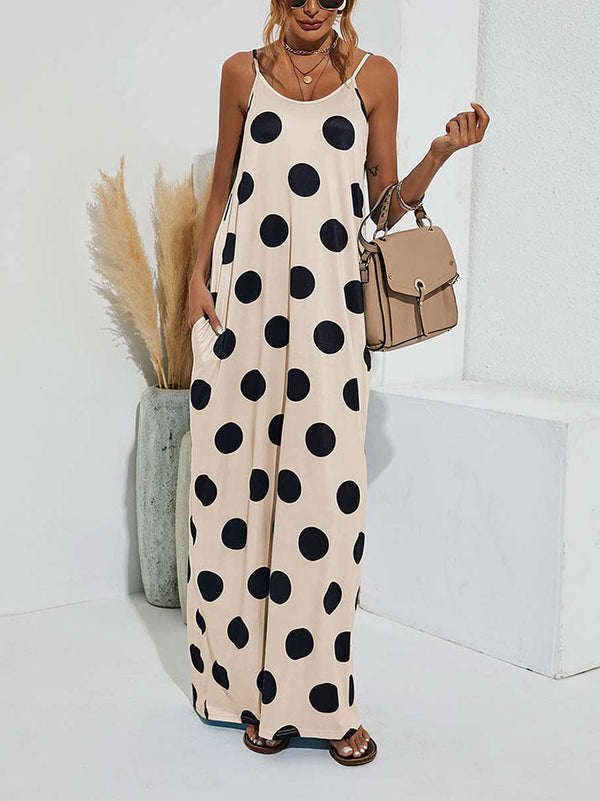 Polka Dot Print Spaghetti Strap Dress