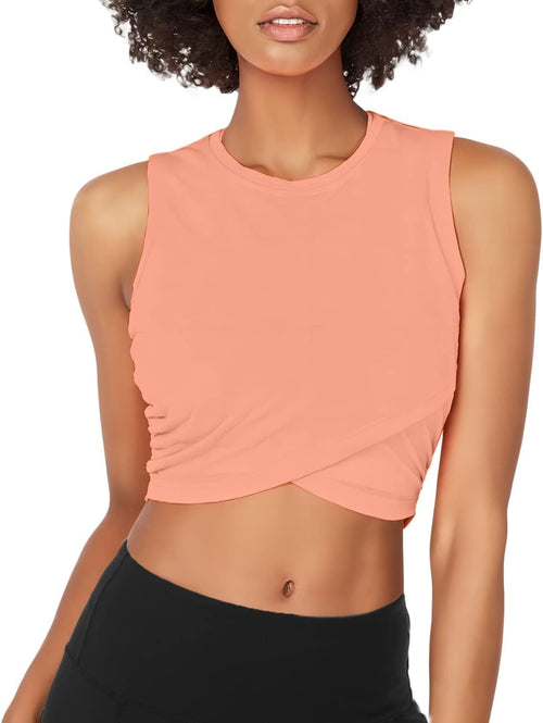 YM & Dancer C54 Yoga Crop Tops Dance Tops Fitted Workout Crop Tops Yoga Tank Tops Athletic Sports Shirts for Women