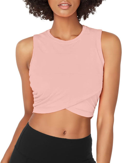 YM & Dancer C54 Yoga Crop Tops Dance Tops Fitted Workout Crop Tops Yoga Tank Tops Athletic Sports Shirts for Women