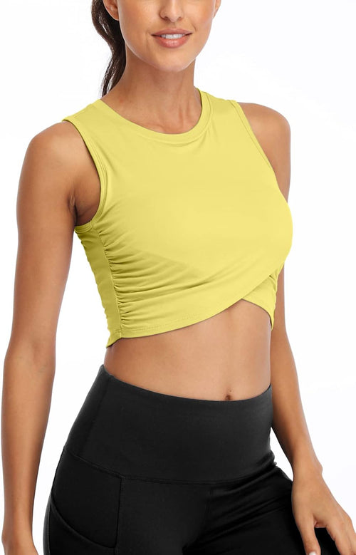 YM & Dancer C54 Yoga Crop Tops Dance Tops Fitted Workout Crop Tops Yoga Tank Tops Athletic Sports Shirts for Women