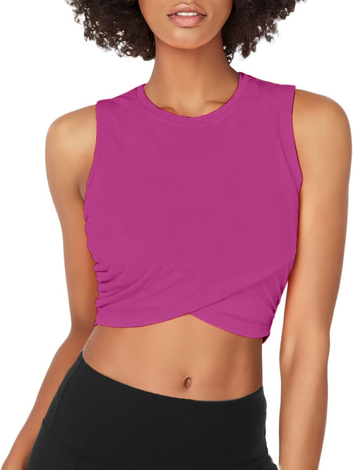 YM & Dancer C54 Yoga Crop Tops Dance Tops Fitted Workout Crop Tops Yoga Tank Tops Athletic Sports Shirts for Women