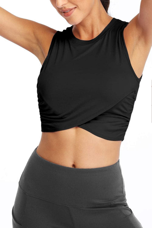 YM & Dancer C54 Yoga Crop Tops Dance Tops Fitted Workout Crop Tops Yoga Tank Tops Athletic Sports Shirts for Women