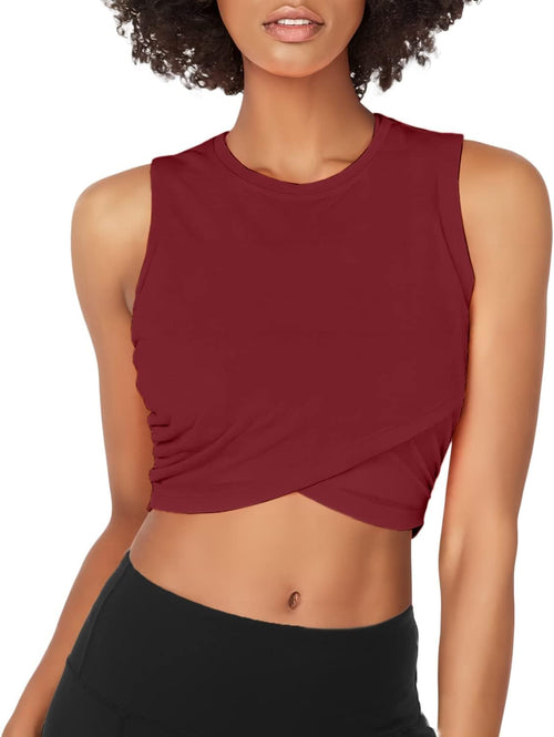 YM & Dancer C54 Yoga Crop Tops Dance Tops Fitted Workout Crop Tops Yoga Tank Tops Athletic Sports Shirts for Women