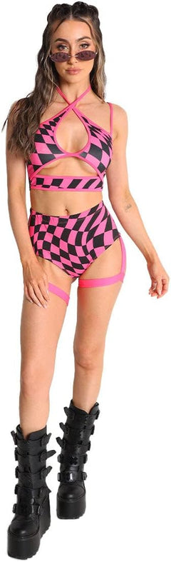 YM & Dancer C16 High Waisted Booty Shorts for Women - Spandex Rave Bottoms Pole Shorts