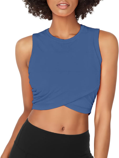 YM & Dancer C54 Yoga Crop Tops Dance Tops Fitted Workout Crop Tops Yoga Tank Tops Athletic Sports Shirts for Women