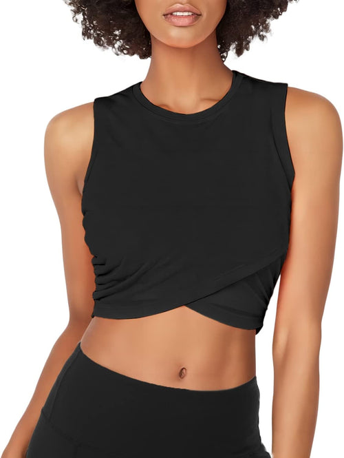 YM & Dancer C54 Yoga Crop Tops Dance Tops Fitted Workout Crop Tops Yoga Tank Tops Athletic Sports Shirts for Women