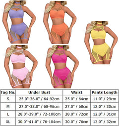 YM & Dancer C03  Women Rave Outfits Cutout Fishnet Top Booty Shorts Bottom Choker 3Pcs Babydoll Nightwear Festival Lingerie