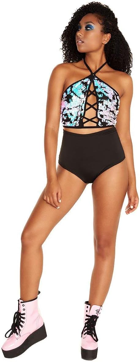 YM & Dancer C16 High Waisted Booty Shorts for Women - Spandex Rave Bottoms Pole Shorts