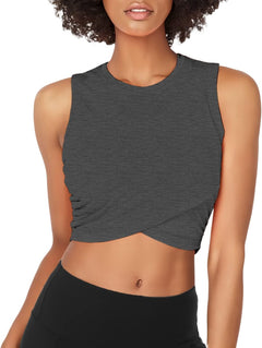 YM & Dancer C54 Yoga Crop Tops Dance Tops Fitted Workout Crop Tops Yoga Tank Tops Athletic Sports Shirts for Women