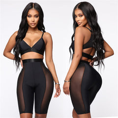 YM & Dancer C53 Womens Sexy High Waisted Mesh See Through Skinny Shorts Leggings Club Streetwear