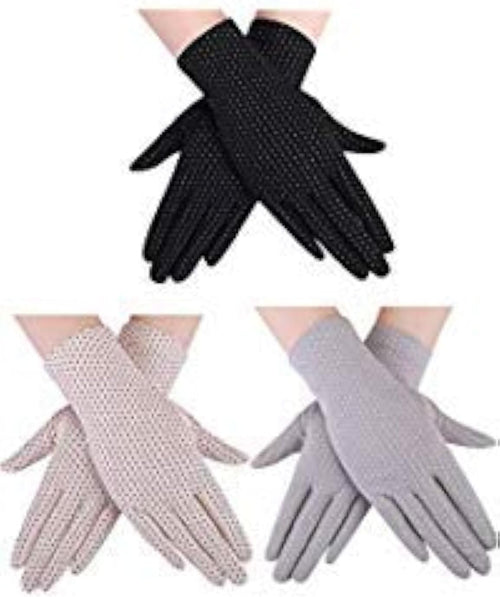 YM & Dancer P15 3 Pairs UV Gloves Sun Protection Women Driving Gloves Summer Sunblock Gloves for Driving Riding Outdoor