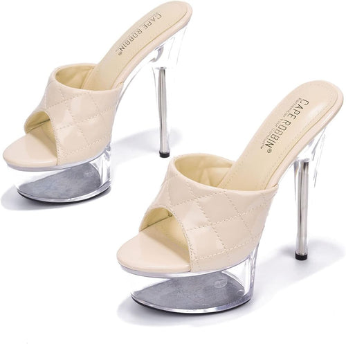 YM & Dancer S26 Clear Platform Heels for Women Sexy - Clear Stiletto High Heels for Women - Round Toe Transparent Platform - Pole Dance Shoes