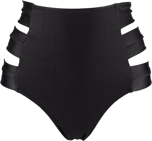YM & Dancer C37 Women's High Waist Side Straps Bikini Bottom Scrunch Butt Ruched Brief