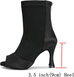 YM & Dancer S187 Womens Ballroom Dance Shoes Salsa Latin Boots Competition Dress Footwear 3.5 inch Heel YT319