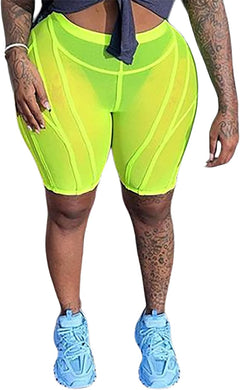 YM & Dancer C53 Womens Sexy High Waisted Mesh See Through Skinny Shorts Leggings Club Streetwear