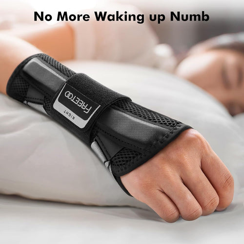 YM & Dancer G49 Fitted Wrist Brace for Carpal Tunnel Night Relief, Lengthened Fixed Hand Support for Women Men with Metal Splint, One-Step Wear Wrist Support for Right and Left Hand, for Arthritis Tendonitis