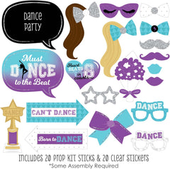 YM & Dancer P69 Must Dance to The Beat - Dance - Birthday Party or Dance Party Photo Booth Props Kit - 20 Count