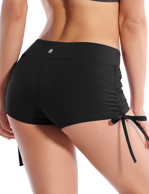 YM & Dancer C23 Stretch Sexy Booty Yoga Shorts for Women Adjustable Side Ties Running Shorts Fitness Workout Wicking Tummy Control