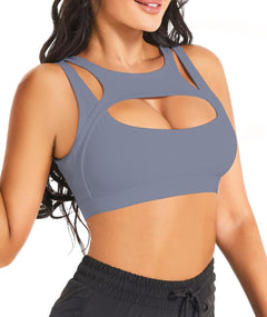 YM & Dancer C19 Push up Sports Bra for Women Sexy Hollow Crop Tops with Removable Cups Workout Fitness Yoga Bra Medium Support