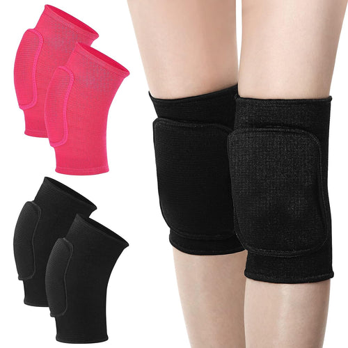 YM & Dancer G21 4 Pcs Kids Knee Pad Dance Volleyball Knee Pads Anti Slip Sponge Kneepads Brace Soft Breathable Elastic Knee Protector for Dancers Youth Girls Boys Sports Dance Skating Cycling (Black, Gray,Small)