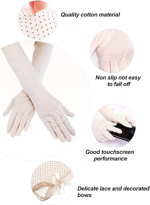 YM & Dancer P12 2 Pairs Women UV Sun Protection Driving Gloves Touchscreen Arm Sun Block Gloves for Outdoor Sports Summer Supplies