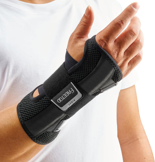 YM & Dancer G49 Fitted Wrist Brace for Carpal Tunnel Night Relief, Lengthened Fixed Hand Support for Women Men with Metal Splint, One-Step Wear Wrist Support for Right and Left Hand, for Arthritis Tendonitis