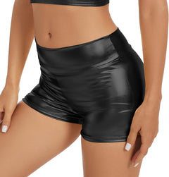 YM & Dancer C41 Women's Metallic Rave Booty Shorts Shiny High Waisted Bottoms for Dance Festival