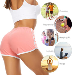 YM & Dancer C35 Women's Cotton Shorts Gym Shorts Yoga Shorts Summer Running Active Shorts Dance Elastic Shorts, Pack of 2