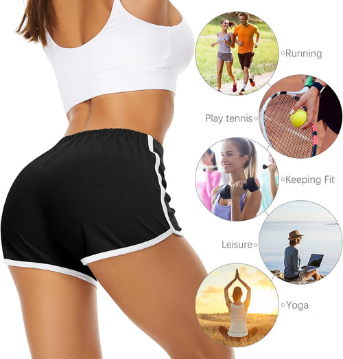 YM & Dancer C35 Women's Cotton Shorts Gym Shorts Yoga Shorts Summer Running Active Shorts Dance Elastic Shorts, Pack of 2