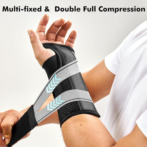 YM & Dancer G49 Fitted Wrist Brace for Carpal Tunnel Night Relief, Lengthened Fixed Hand Support for Women Men with Metal Splint, One-Step Wear Wrist Support for Right and Left Hand, for Arthritis Tendonitis