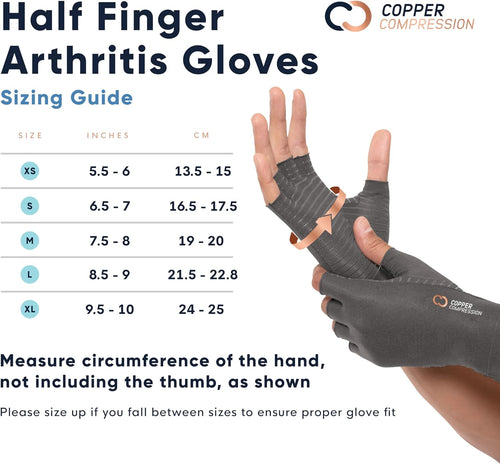 YM & Dancer P33 Copper Compression Arthritis Gloves | Fingerless Arthritis Carpal Tunnel Pain Relief Gloves For Men & Women | Hand Support Wrist Brace For Rheumatoid, Tendonitis, Swelling, Crocheting, Typing (L)