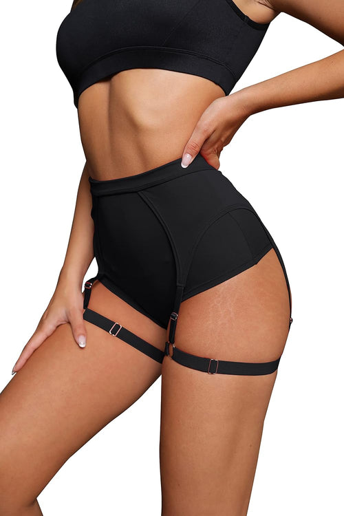 YM & Dancer C34 Women's Booty Shorts with Garters High Waisted Biker Hot Pants Gym Cheeky Garter Running Shorts