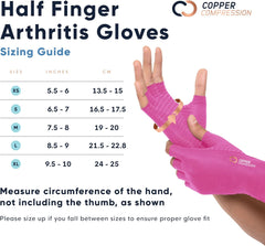 YM & Dancer P33 Copper Compression Arthritis Gloves | Fingerless Arthritis Carpal Tunnel Pain Relief Gloves For Men & Women | Hand Support Wrist Brace For Rheumatoid, Tendonitis, Swelling, Crocheting, Typing (L)