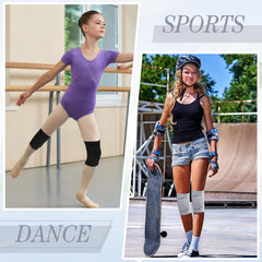 YM & Dancer G21 4 Pcs Kids Knee Pad Dance Volleyball Knee Pads Anti Slip Sponge Kneepads Brace Soft Breathable Elastic Knee Protector for Dancers Youth Girls Boys Sports Dance Skating Cycling (Black, Gray,Small)