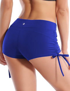 YM & Dancer C23 Stretch Sexy Booty Yoga Shorts for Women Adjustable Side Ties Running Shorts Fitness Workout Wicking Tummy Control
