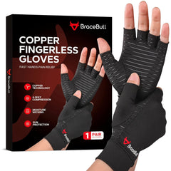 YM & Dancer G26 Arthritis Gloves (1 Pair), Copper Infused Fingerless Compression Gloves for Hand Pain, Carpal Tunnel, RSI, Rheumatoid, Tendonitis, and Relieve Muscle Pain for Women & Men (Medium, Black)